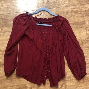 Maroon Flowy Shirt